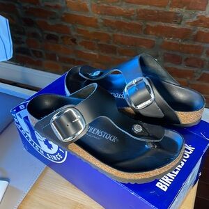 Perfect condition Gizeh Big Buckle black Birkenstocks